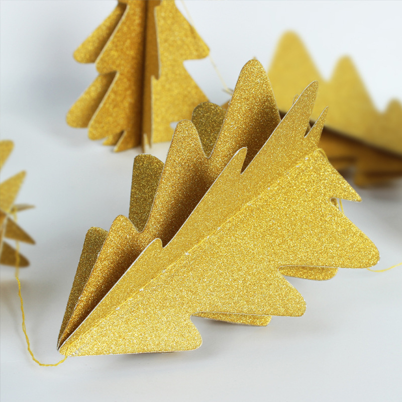 3D-Mini-Weihnachtsbaumgirlande – Bunte Hängedekoration für Weihnachtsbäume, Fensterdekorationen und Weihnachtsfeiern (12er-Set)_voghion.com