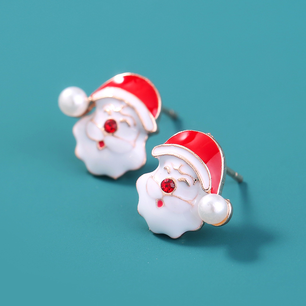 Santa Claus Asymmetrical Earrings Snowflake Elk Bell Dripping Earrings display picture 3