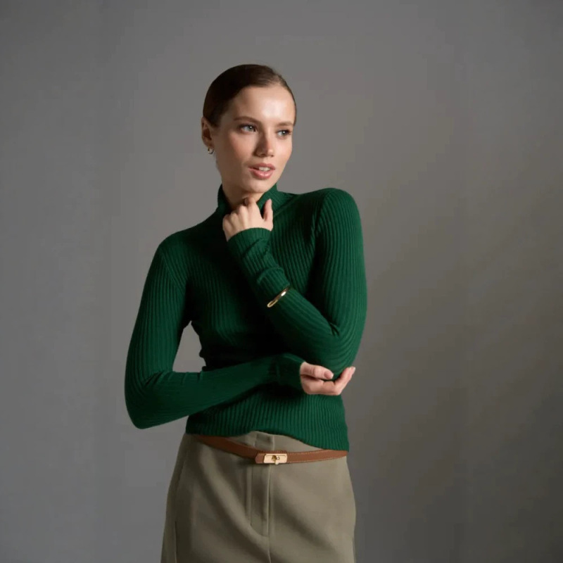 European and American style knitted base layer, warm high-neck sweater for women, autumn/winter collection, BAZZOVO