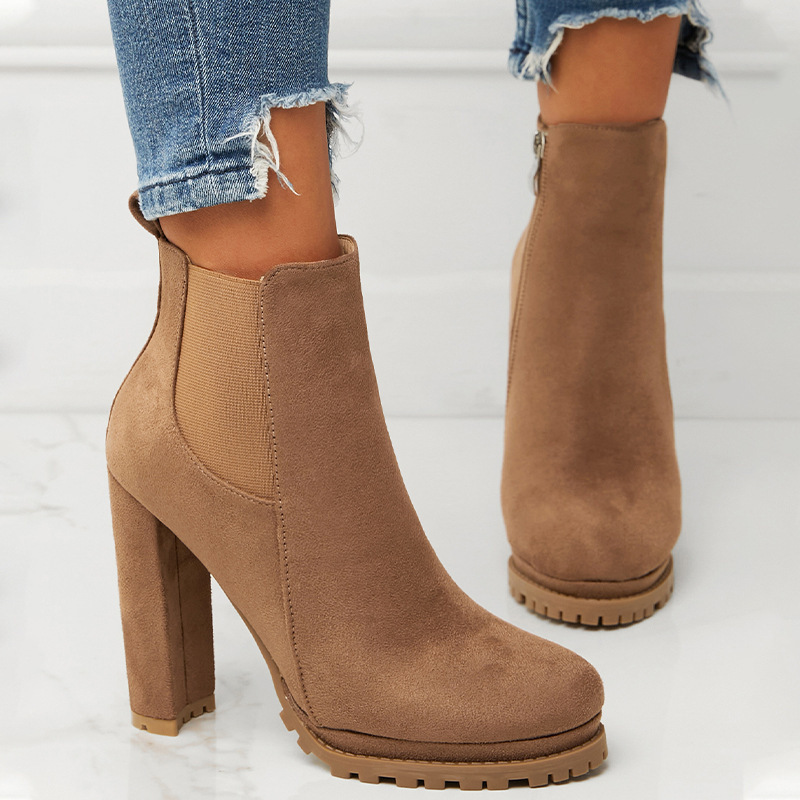 in stock Ankle Boots Autumn and Winter Women's Boots Round Toe Thick Heel Chelsea Boots Black Platform High Heels Women booties in stock Ankle Boots Autumn and Winter Women's Boots Round Toe Thick Heel Chelsea Boots Black Platform High Heels Women booties