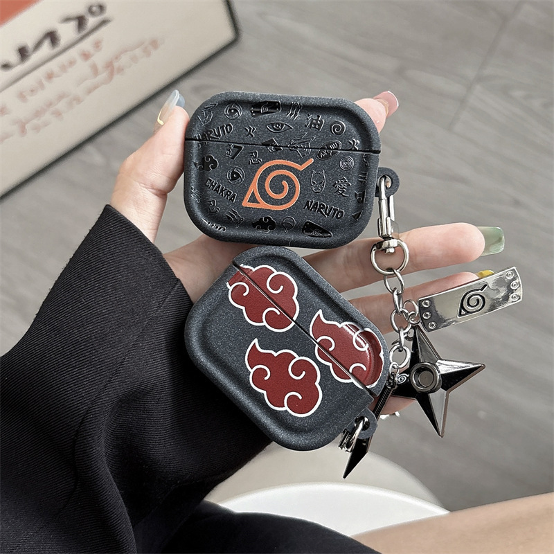 Japanese-Style Naruto-Themed Plush Gray Earphone Case for AirPods 4, Compatible with 2Nd/3Rd Generation Apple AirPods Pro 3 Protective Case