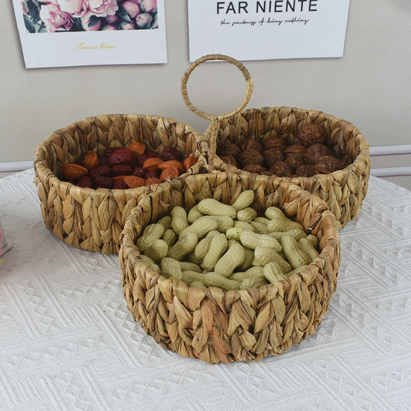 Canasta de almacenamiento simple directa de fábrica canasta de agua hierba tejida a mano cuchillo redondo y cesta de tenedor cesta de flores pequeña portátil cesta de almacenamiento