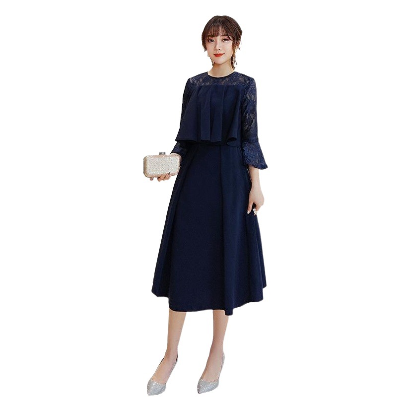 Vestido de Noche Elegante de Longitud Media, Estilo Nuevo de Invierno 2026, Venta al Por Mayor del Fabricante, Vestido Entallado de Longitud Media para Eventos Sociales