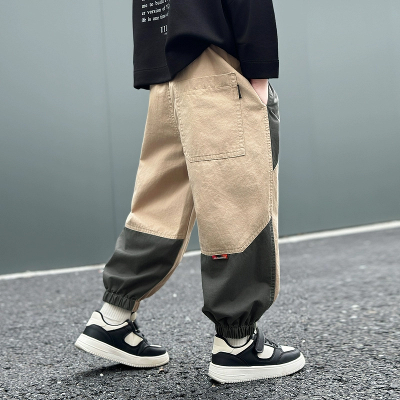 Cargo broek voor jongens, losse pasvorm, joggingbroek met pijpen, stijlvol voor de lente en herfst, modieuze kleding voor grote kinderen en peuters._voghion.com