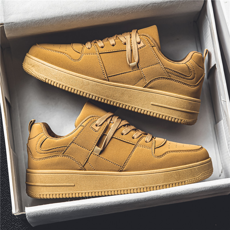 Zapatillas de skate amarillas tierra de caña baja para hombre, novedad primavera 2026, calzado casual juvenil de suela gruesa, zapatillas deportivas para hombre para transmisiones en vivo.