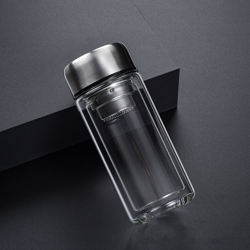 双层耐高温玻璃杯车载水晶杯带盖泡茶杯子可印制logo女士玻璃杯|undefined