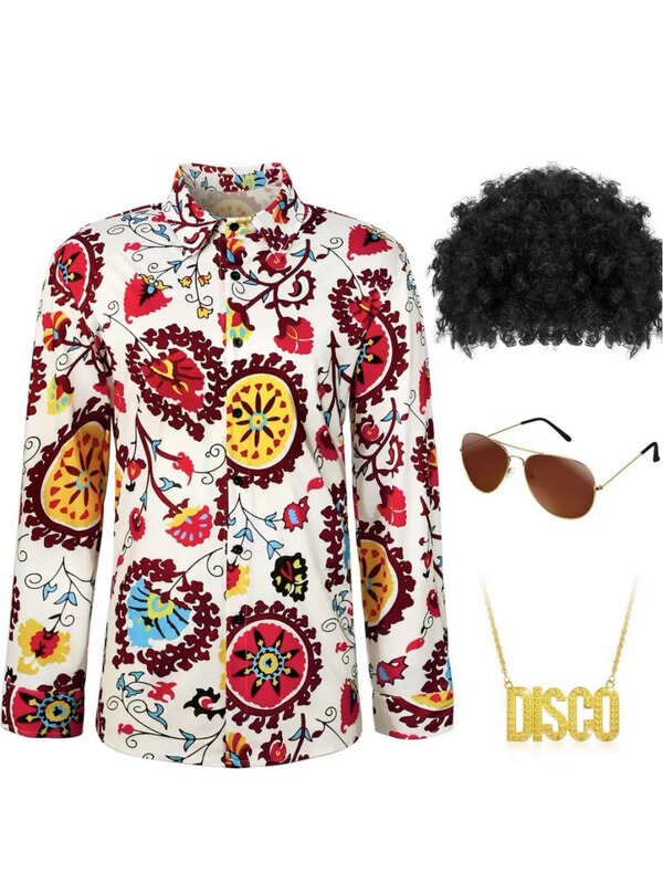 Amazon Halloween Hippie Men's 70S Disco Costume Retro Floral Shirt Amazon Halloween Hippie Men's 70S Disco Costume Retro Floral Shirt