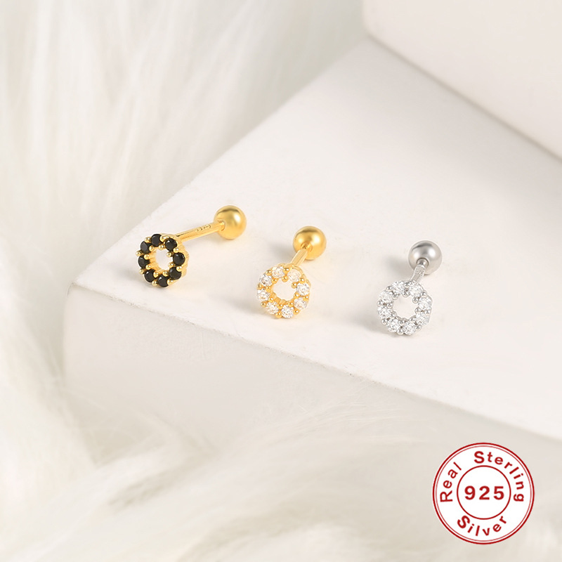 Fashion Star Moon Heart Shape Sterling Silver Inlay Ear Studs 1 Piece