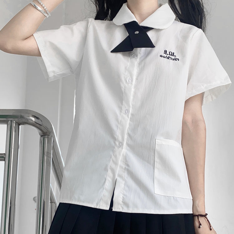 Thai girl white short sleeve+send tie tie