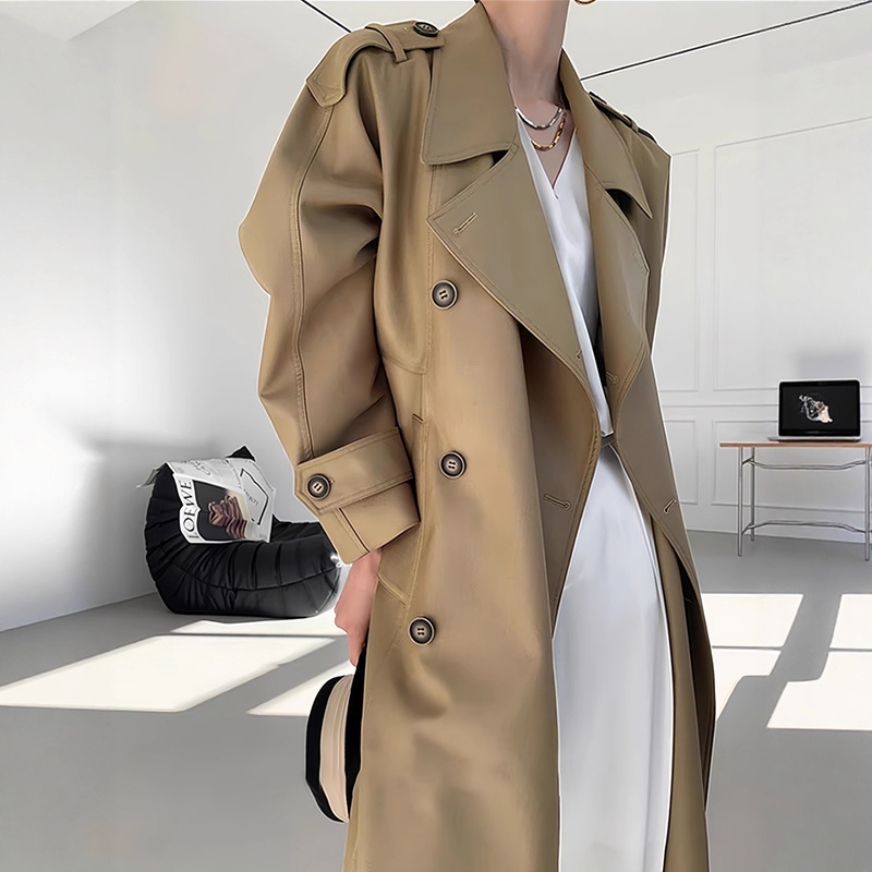 Khaki Windbreaker Jacket Women's Mid-Length 2025 Spring New Silhouette British Style High-End Outwear for Small People