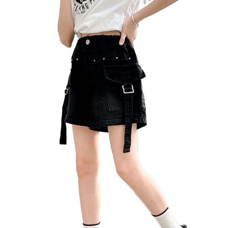 2026 nuevos pantalones cortos de verano para niñas y niños delgados de verano coreanos jeans de estilo extranjero pantalones de trabajo image 5
