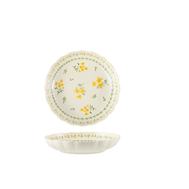 Plato de cerámica simple personalizado Plato de sombrero de paja de color bajo vidriado Exportación transfronteriza Plato de filete exclusivo Plato redondo Vajilla de cerámica image 17