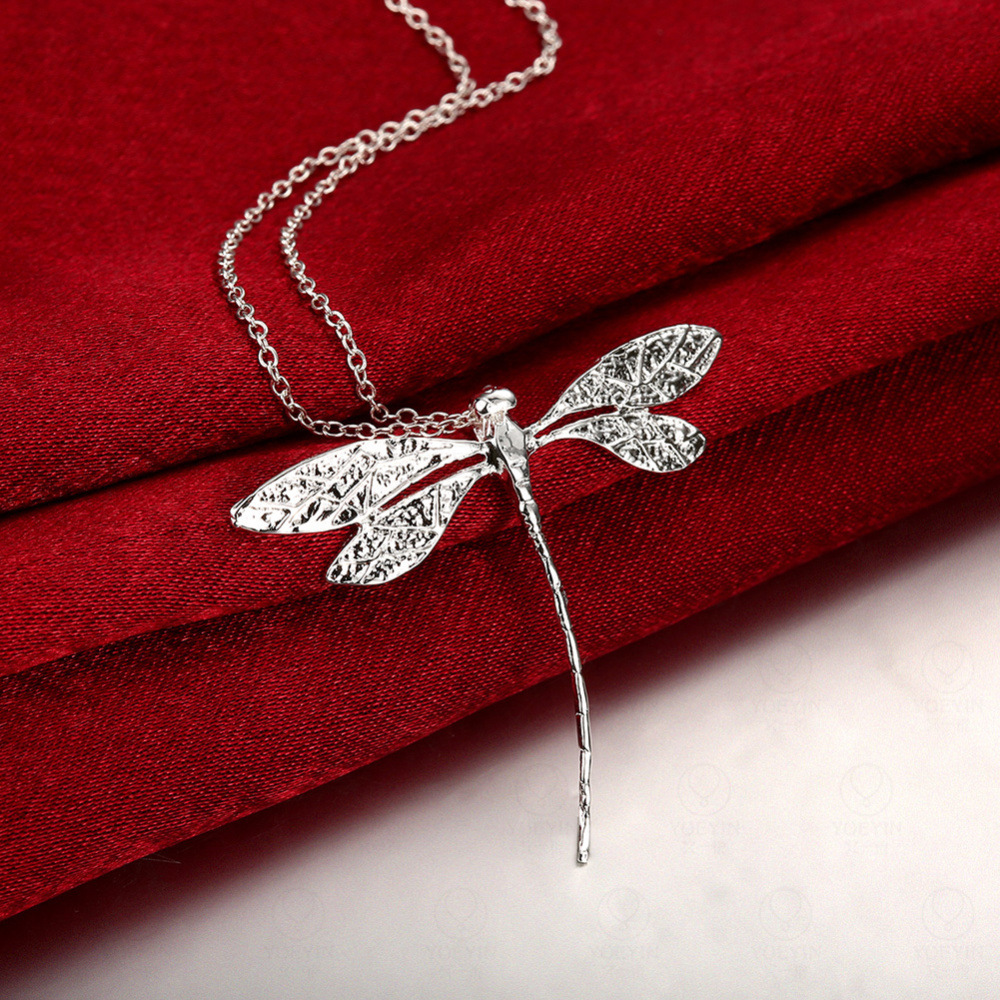 Jinshih Lake Cross-Border Hot-Selling Fashion Silver-Plated Dragonfly Pendant European and American Simple Animal Necklace Temu Aliexpress