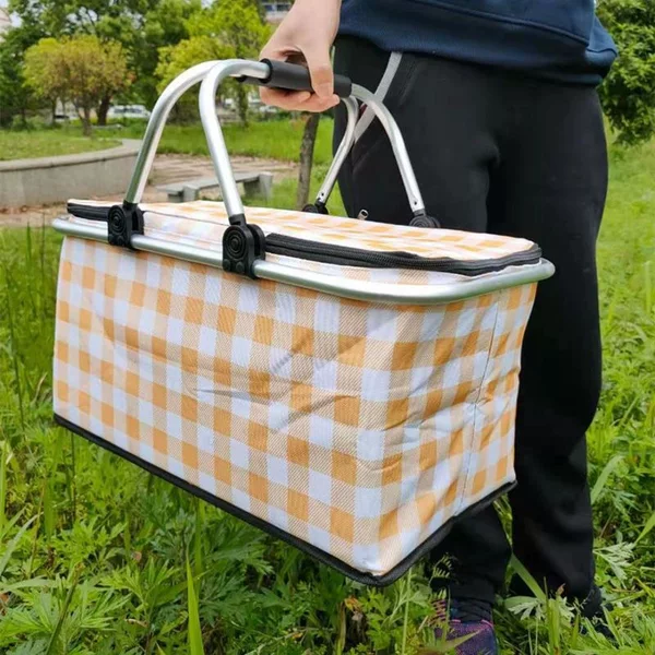 30L Large Take-Out Insulated Bag, Car-Mounted Outdoor Camping Picnic Delivery Box, Foldable Shopping Basket, Ice Pack