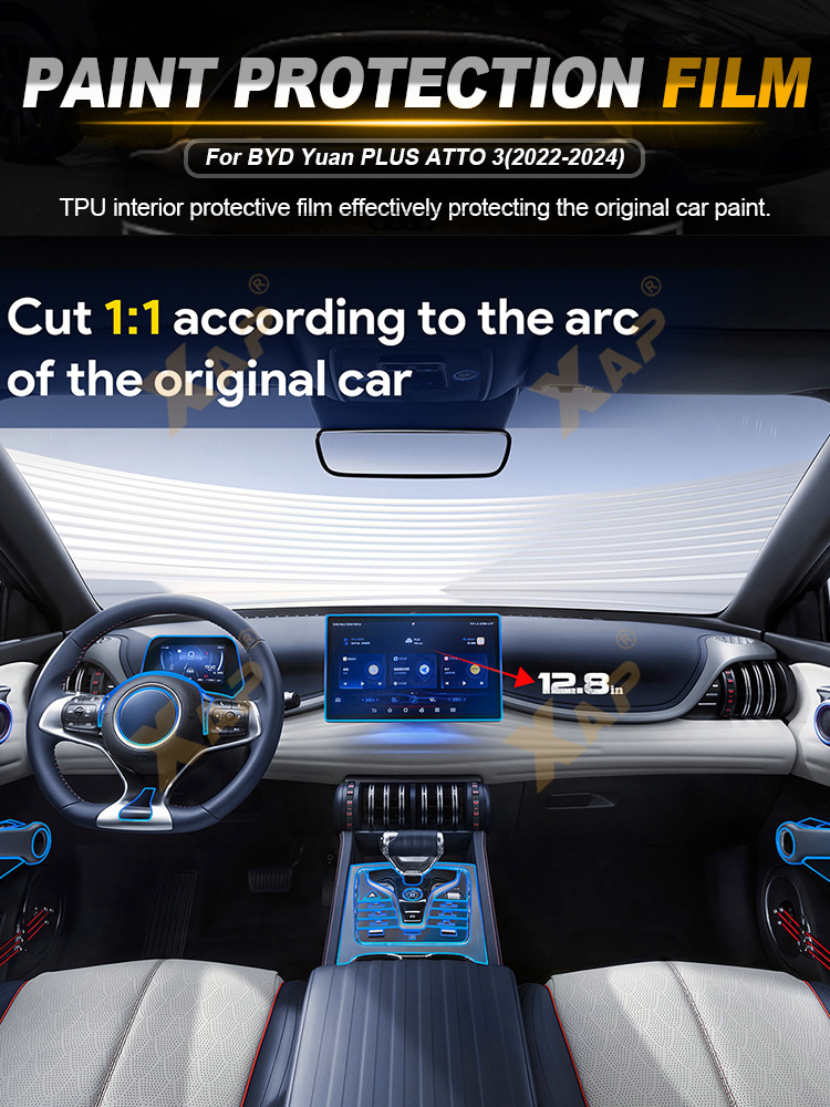 Cross-Border Supply of Byd Yuan Plus Tpu Interior Stickers Center Console Gear Touch Screen Instrument Panel Door Panel