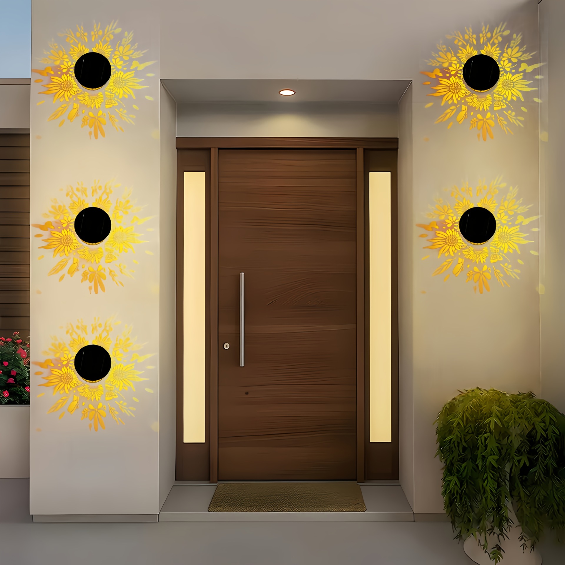 Solcellsdriven mandala solros vägglampa för trädgårdsbelysning_voghion.com