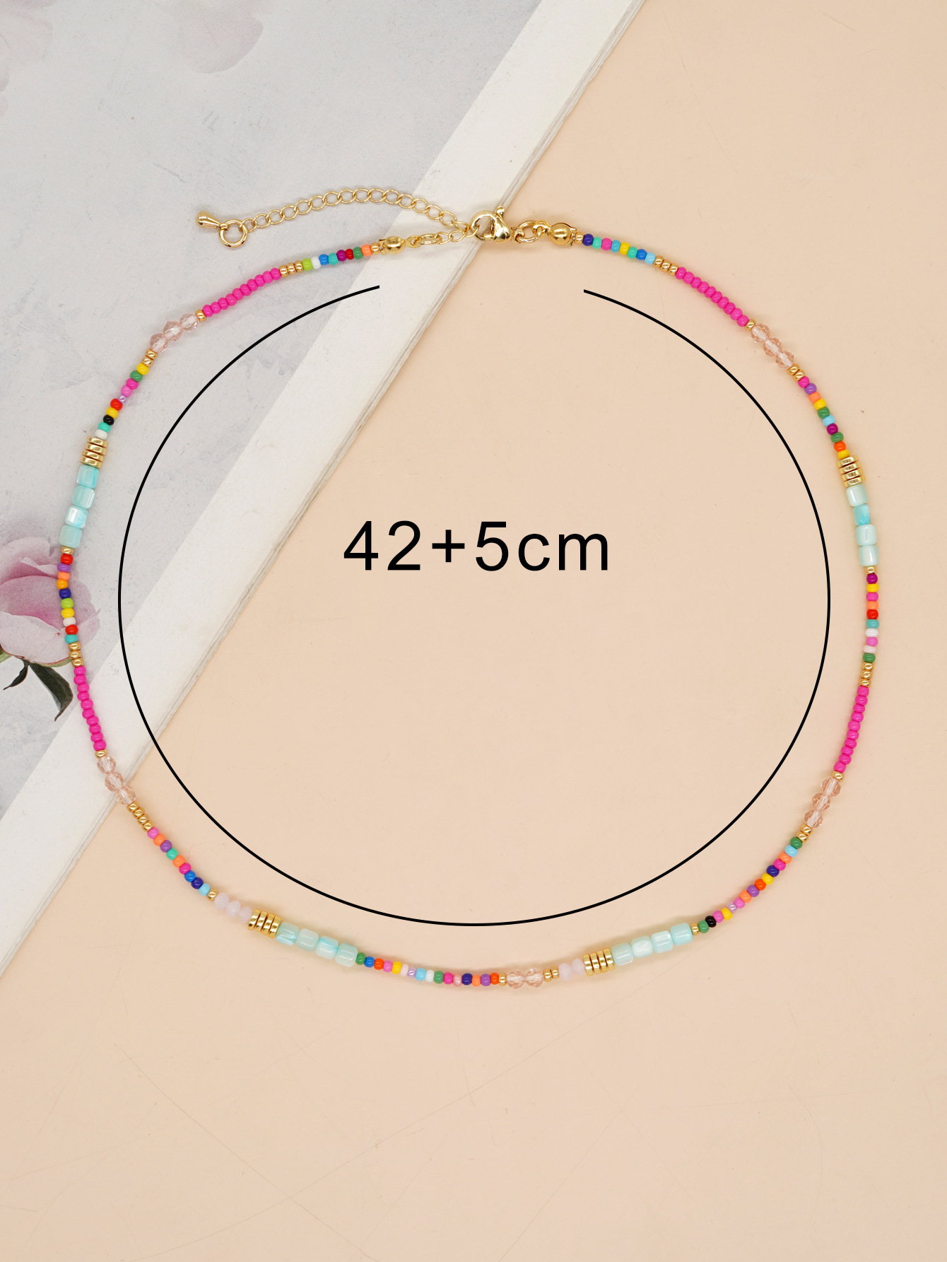 Holiday Occasion Alloy, glass, Seed Bead Material Bohemian Colorful Alloy Glass Seed Bead Beaded Women's Necklace