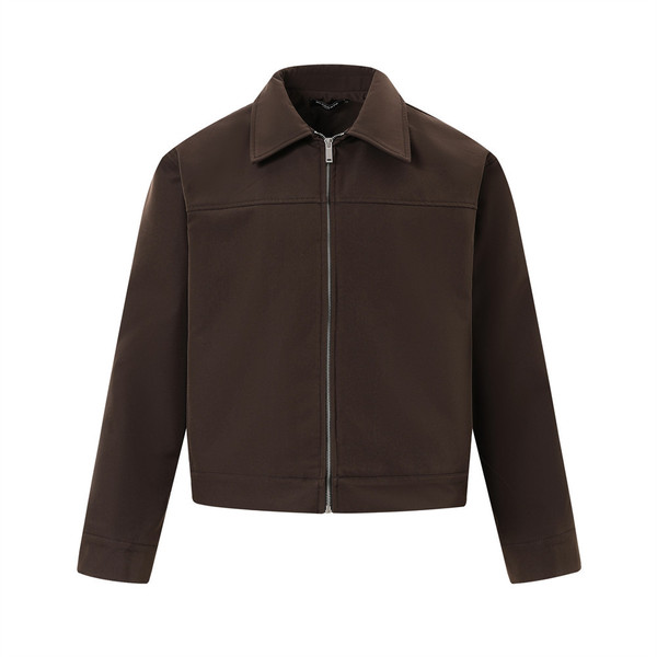 Retro autumn solid jacket with zipper