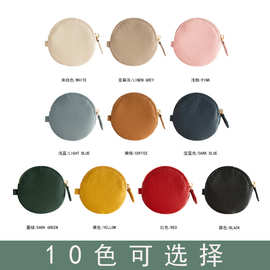头层牛皮零钱包定制烫金logo大容量便携式首饰小包拉链日式硬币包