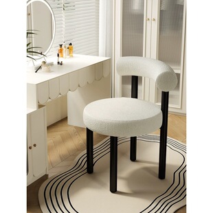 Internet Celebrity Makeup Chair Dresser Stool Girl's Lamb Fleece Chubby Cream Style Bedroom Advanced Sense Designer Dining Chair