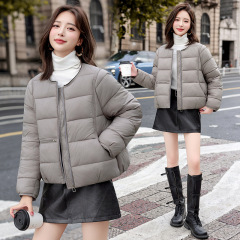 薄款棉服女短款2025秋冬新款简约洋气圆领学院风小个子短款棉衣潮