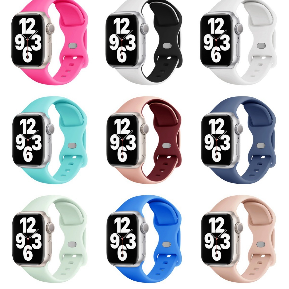 Aplicable AppleWatch Butterfly Buckle Silicone Deportivo correa de reloj Iwatch9876 generación / se inteligente
