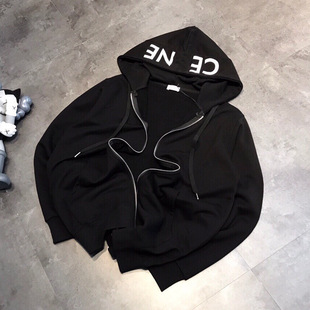 Jimo CEL Zipper Coat Hooded Sweatshirt Fashion Brand Autumn and Winter 2025 Men's and Women's Simple Letter Couple's Cross-border