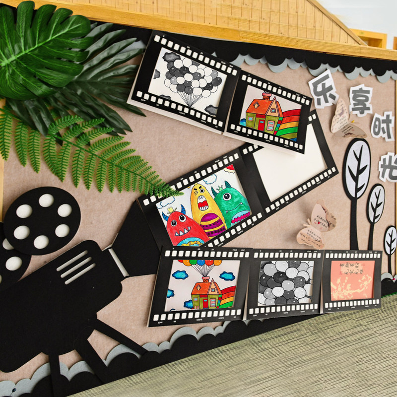 Kindergarten photo frame mounting film black and white border cardboard wall decoration stickers for classroom blackboard and environmental decoration Kindergarten photo frame mounting film black and white border cardboard wall decoration stickers for classroom blackboard and environmental decoration
