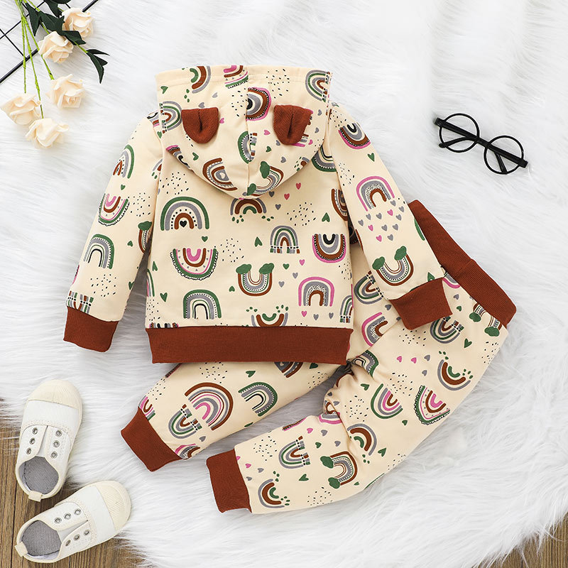 Cartoon Rainbow Print Long-sleeved Children's Top Trousers Two-piece Set Wholesale Nihaojewelry display picture 2