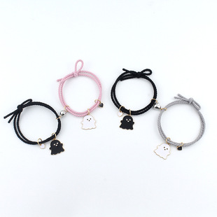 Cute ghost love magnetic couple bracelet ins Japanese and Korean girlfriends a pair of suction small rubber band Halloween accessories