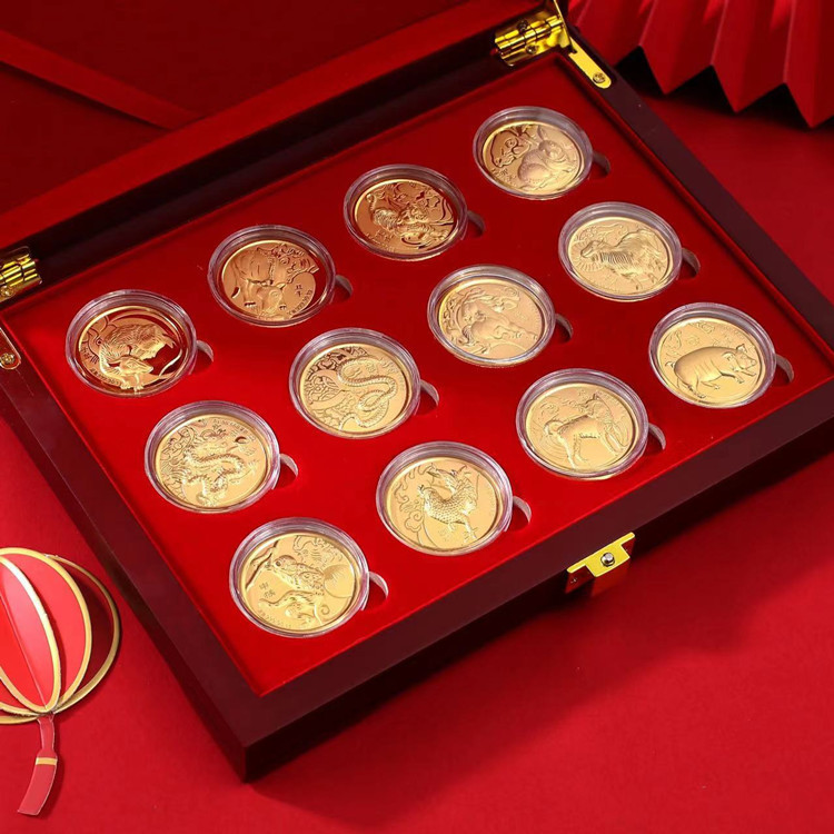 Twelve Zodiac Gold Coins Set, Commemorative Coins, Commemorative Medals, Business Sales Activities, Popular Gifts for Live Broadcasts Twelve Zodiac Gold Coins Set, Commemorative Coins, Commemorative Medals, Business Sales Activities, Popular Gifts for Live Broadcasts
