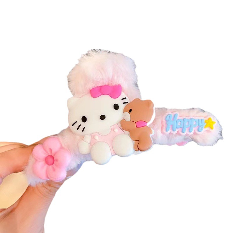 Horquilla para niños peludo Otoño e Invierno nueva historieta Sanrio garra clip espalda Cabeza tiburón clip lindo accesorios para el cabello de los niños