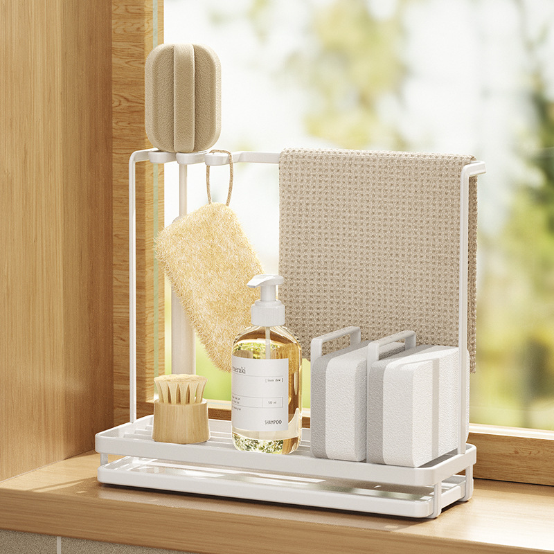 Cross-Border Sponge Rack Sink Rag Drain Rack Kitchen Supplies Countertop Multi-Functional Japanese-Style Household Storage Rack
