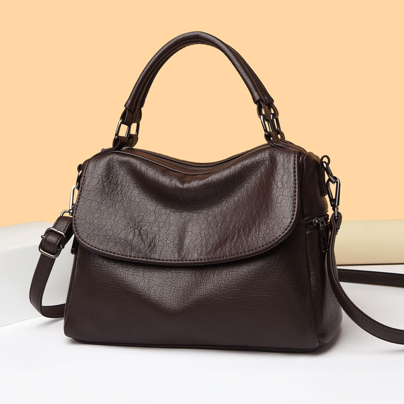 Boston Women's Bag 2025 New Trendy Fashion Versatile Soft Leather Large Capacity Handbag Shoulder Crossbody Bag