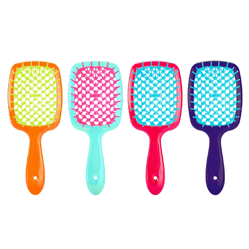 Paddle Massage Hair Brush, Grid Vent Detangler for Women, Colorful OPP/PVC Packed 8.7×5.7 cm