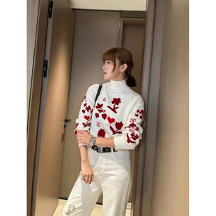 24Ss European and American Style Export Order Small Fragrant Cashmere Wool Blended Knitwear Autumn and Winter High Collar Long-Sleeved Top