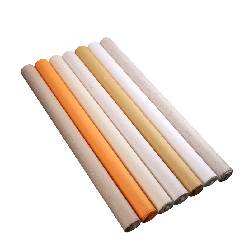 Hecho a mano grueso y largo fibra antiguo Yunlong Xuan papel semi-cocido pincel de escritura caligrafía cuero texturizado Burr color natural Yunlong papel de cuero