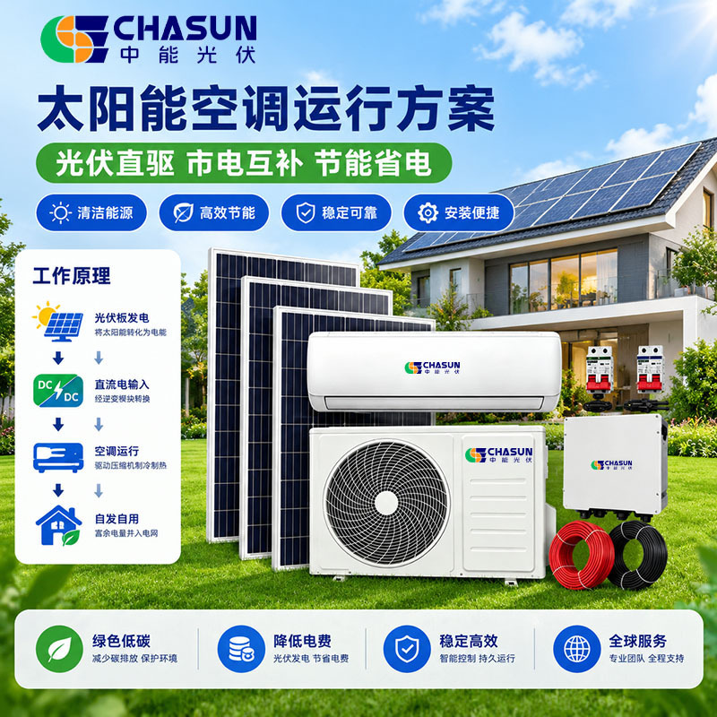 Cross-border solar-powered air conditioners, exported to Turkey, are designed for both residential and commercial use as photovoltaic DC off-grid variable-frequency cooling equipment