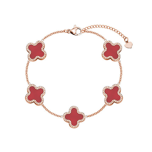 18k rose gold non-fading Internet celebrity fashion four-leaf clover titanium steel bracelet women's shell trendy personalized design hand jewelry