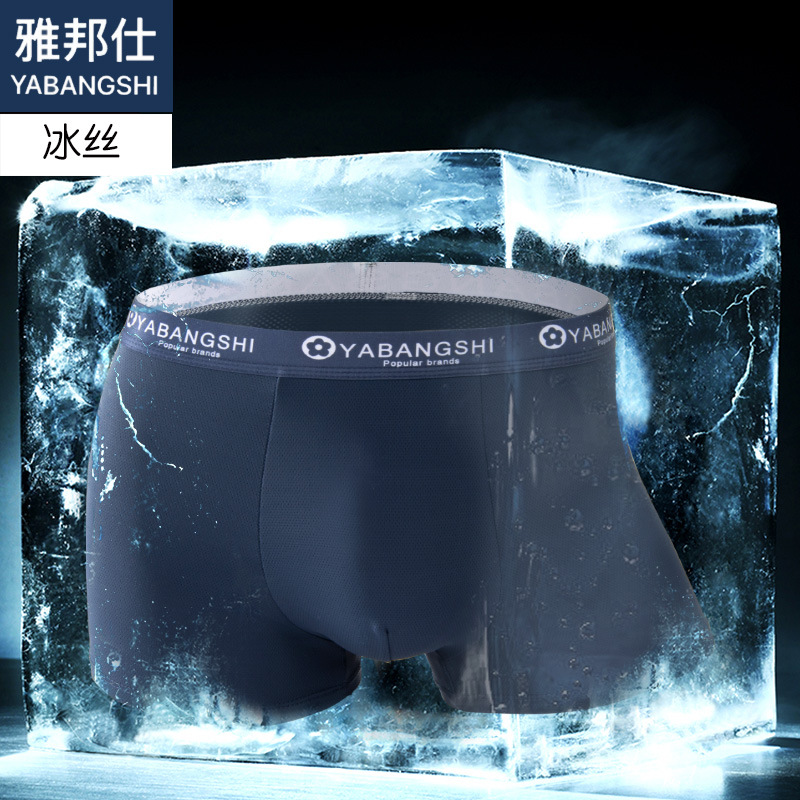Verano de los hombres de malla transpirable ultrafina de seda de hielo boxeador de alta gama ropa interior de los hombres calzoncillos verano Nuevo