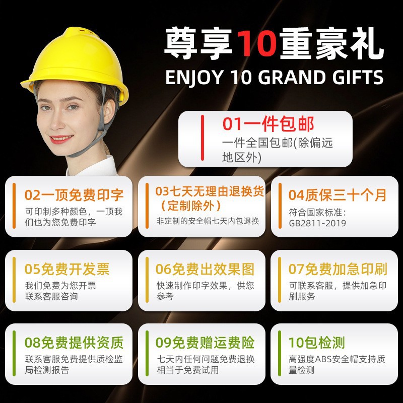 Casco de seguridad masculino estándar nacional construcción de ingeniería de construcción seguridad laboral transpirable anti-golpe casco de protección solar impresión