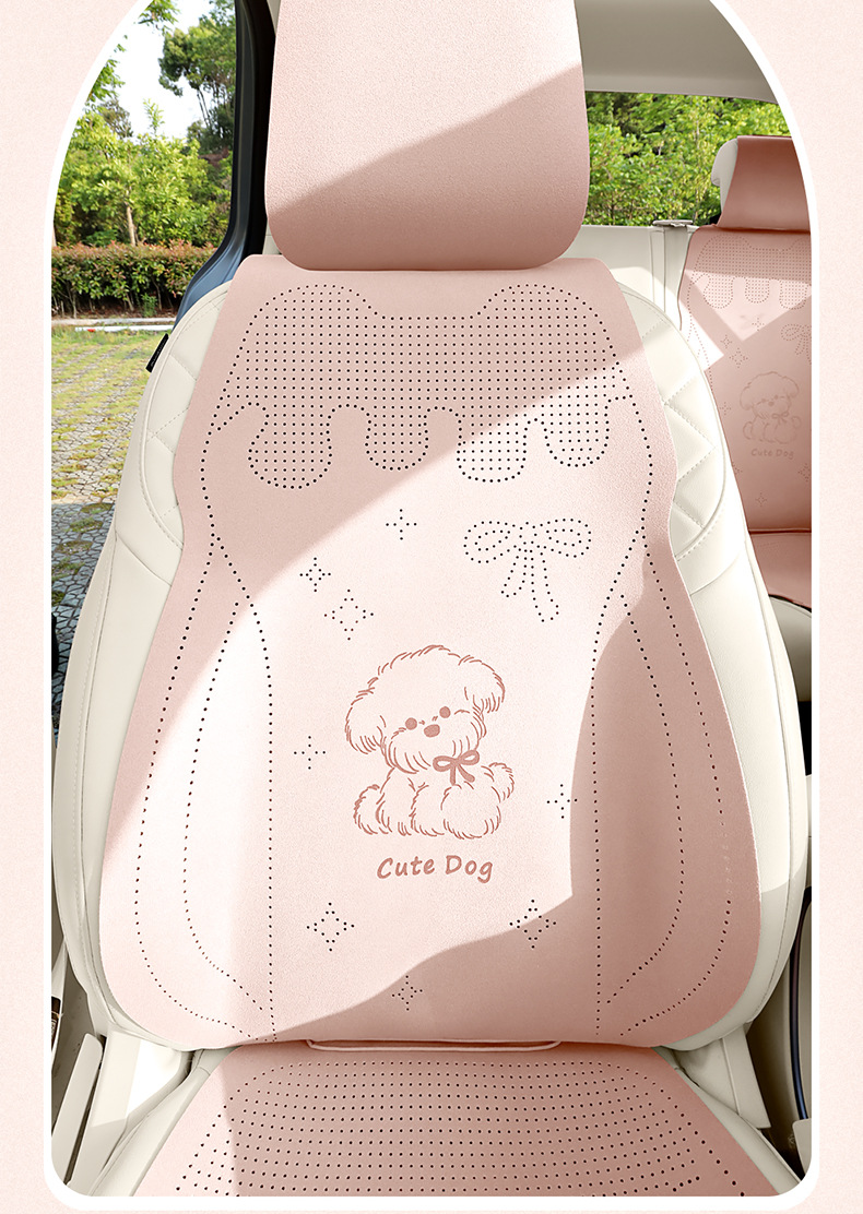 Car Seat Cushion Cartoon Suede Half-Cover Seat Cover New Style Cute Breathable Car Seat Cushion for Women