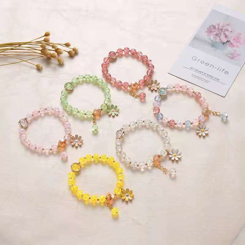 17g Weight Bracelets Classification 1 Piece Quantity Daily Occasion Crystal Material Chrysanthemum Pattern Women'S Gender Beaded Design Fashion Style 1 Piece Fashion Chrysanthemum Crystal Beaded Women's Bracelets 18