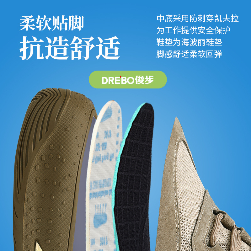 Work safety shoes with anti-puncture and anti-strike protection for men, lightweight, comfortable, new model with steel toe cap and soft sole, wholesale.