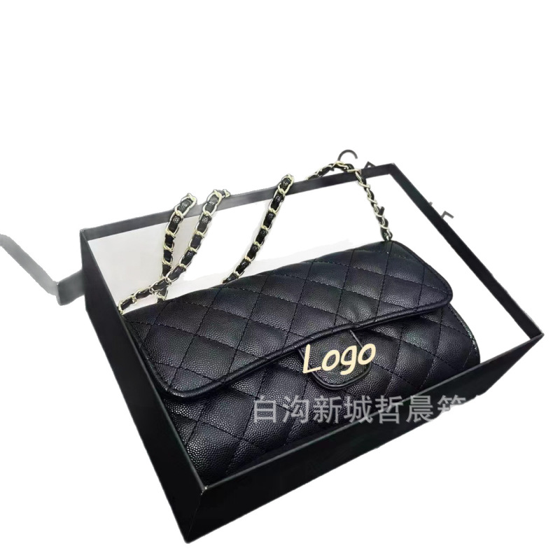 Xiangnaiye ダイヤモンド型脇の下バッグ、小さなゴミバッグ、ショルダークロスボディバッグ、キャビアロング小銭入れ、ファッショナブルなチェーンバッグ|undefined