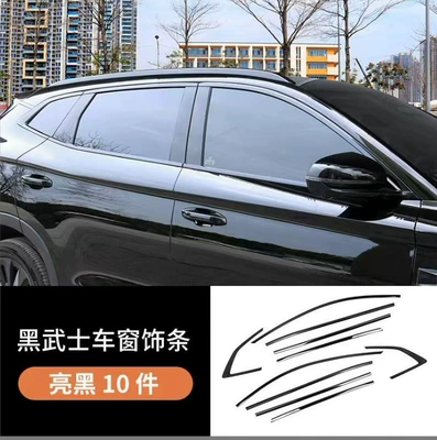 Byd 23-25 Song Plusdmi Black Grille Trim Black Warrior Appearance Bright Black Car Decoration Accessories (Şüşə kənarı xromları/moldingləri) - 23-25-song-plusdmi-window-trim-piano-black-10-piece-set-stainless-steel