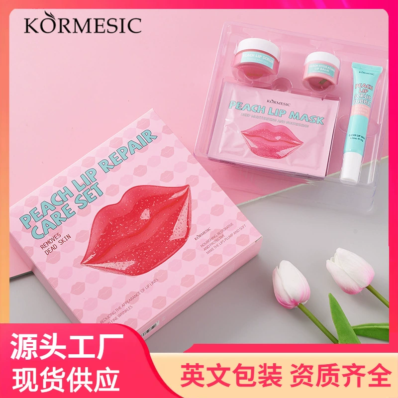 Набор для ухода за губами KORMESIC Peach, увлажняющий и питательный, оптовый производитель для трансграничной торговли.