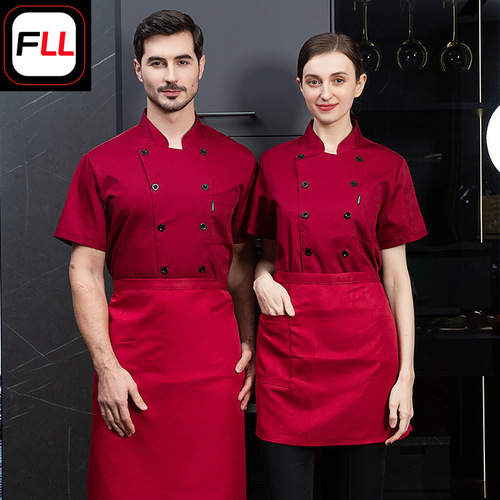 Hotel chef uniform autumn and winter set cake shop bread shop coffee Western restaurant kitchen baker uniform short sleeve