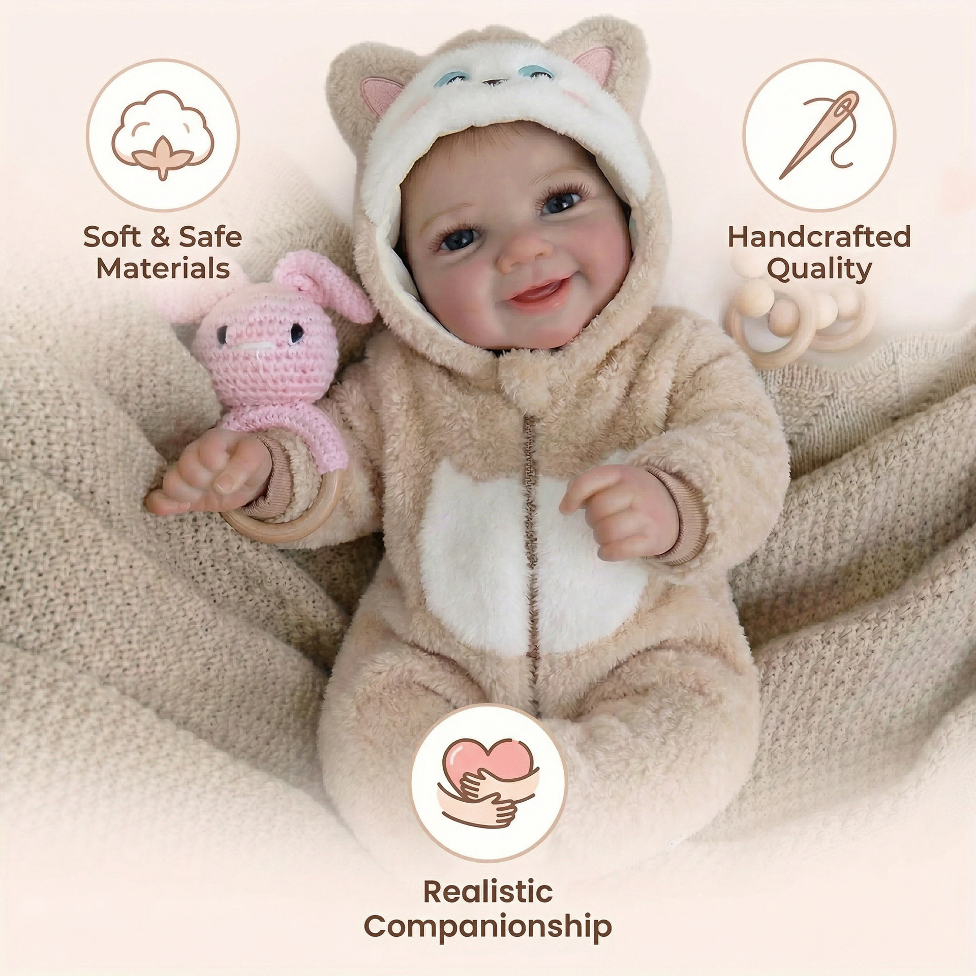 NPK 19 pulgadas camiseta de peluche vivienne muñeca de simulación de mano 3D piel veina filamento de sangre visible image 4