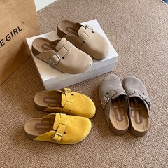 厚底增高勃肯鞋女2025年春秋季外穿一脚蹬懒人包头拖鞋软木博肯鞋